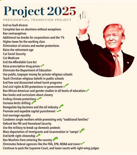 A man gestures while speaking at a Project 2025 presentation.